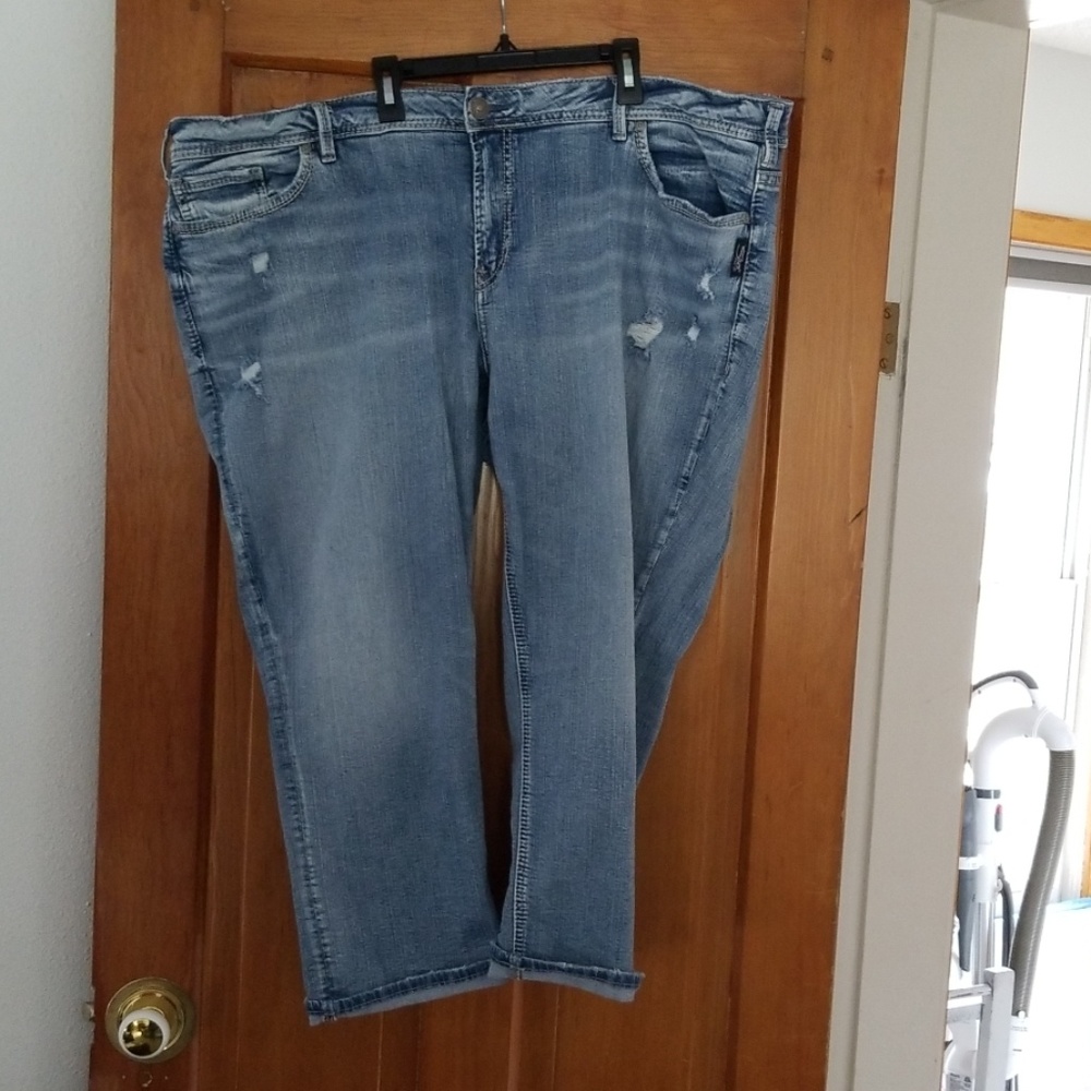 Silver plus size crop jeans